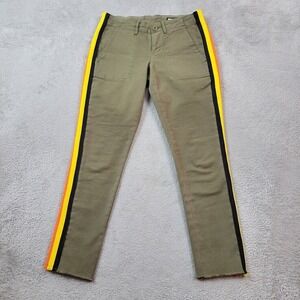 Pam & Gela Pants‎ Womens 24 Brown Side Stripes Lace Back Raw Hem Stretch